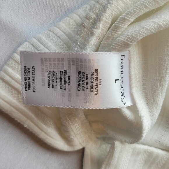 Francesca’s‎ White Textured Long Sleeve Top - Picture 5 of 5